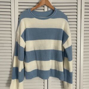 Blue and White Striped Women's Sweater